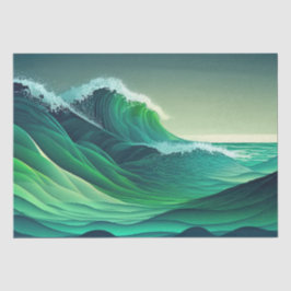 Papel De Seda Ondas turquesas del océano azul
