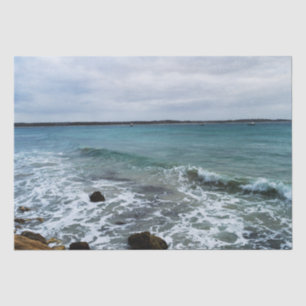 Papel De Seda Ondas Y Barcos De Pesca En El Océano,