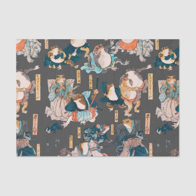 Papel De Seda Ondulaciones ukiyo-e de rana japonesa (Anverso)