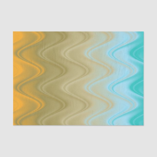 Papel De Seda Ondulado Azul Verde Naranja Abstracto (Anverso)