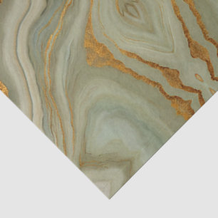 Papel De Seda Ónix Verde Salvia Con Oro