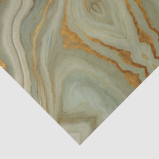 Papel De Seda Ónix Verde Salvia Con Oro