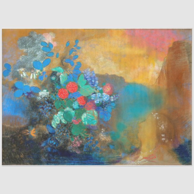 Papel De Seda Ophelia entre las flores, Redon (Anverso)