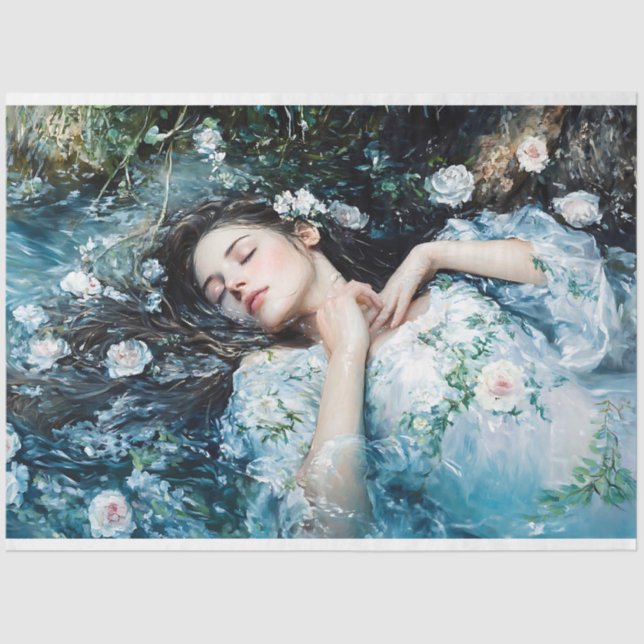 Papel De Seda Ophelia rodeada de flores (Anverso)