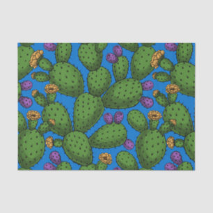 Papel De Seda Opuntia florida sobre azul