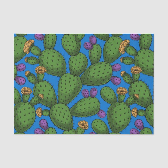 Papel De Seda Opuntia florida sobre azul (Anverso)