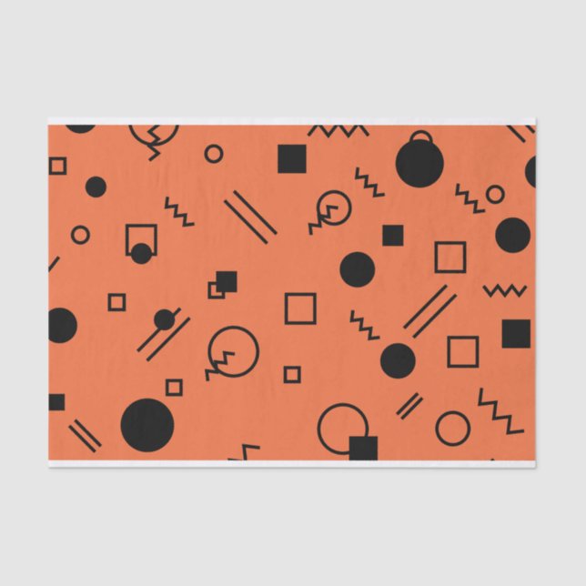 Papel De Seda Orange, fun, trendy, geometric Memphis graphic (Anverso)