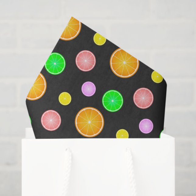 Papel De Seda Orange lemon lime grapefruit summer party pattern (Bolsa de regalo)