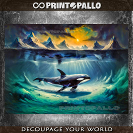 Papel De Seda Orca en un mundo submarino helado