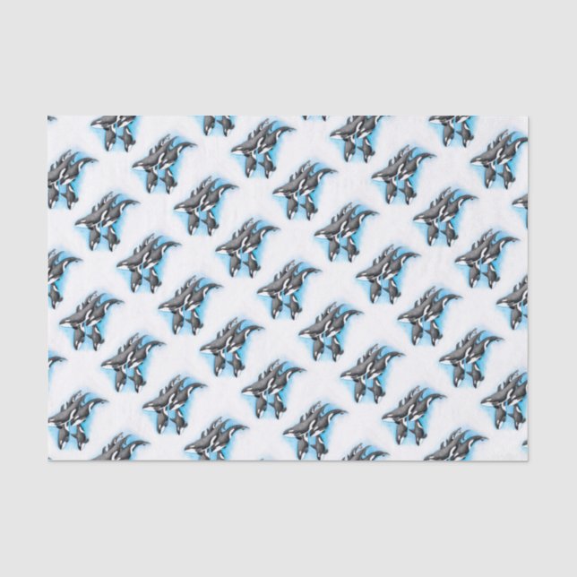 Papel De Seda orcas en azul (Anverso)