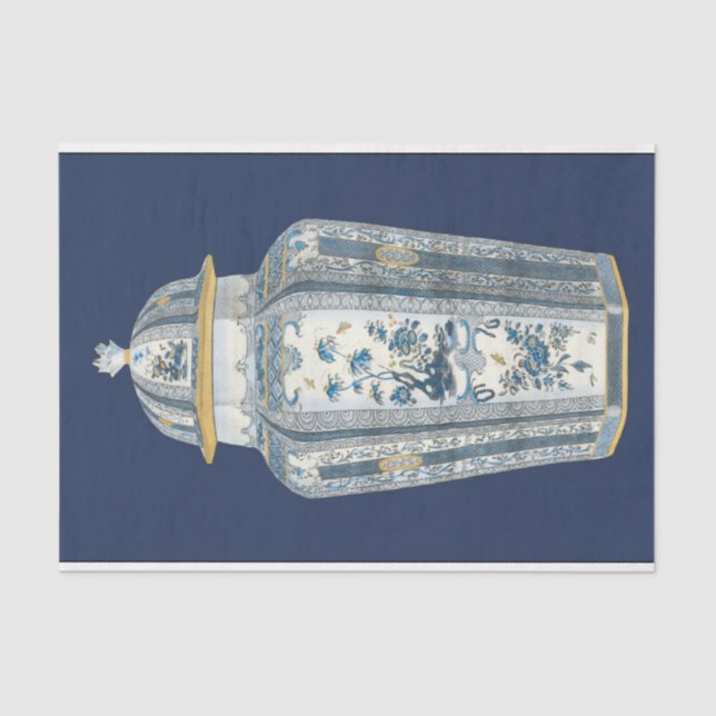 Papel De Seda Orgullo asiático decorativo en azul y blanco (Anverso)