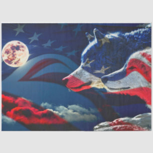 Papel De Seda Orgullo lobo americano de bandera