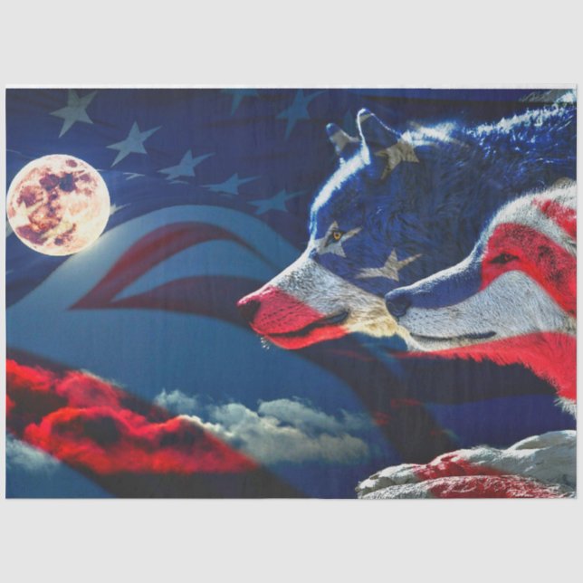Papel De Seda Orgullo lobo americano de bandera (Anverso)