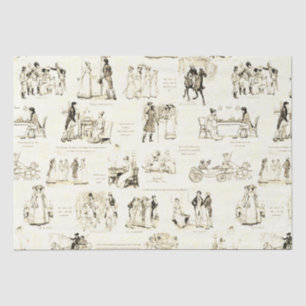 Papel De Seda Orgullo y prejuicio citas de tela sepia beige