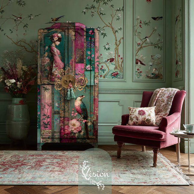 Papel De Seda Oriental Garden, Chinoiserie, Patchwork Collage (Oriental Garden, Chinoiserie Patterns, Patchwork Collage, Decoupage Tissue Paper.)