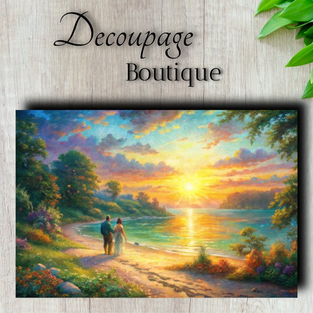 Papel De Seda Orillas Doradas Decoupage (Golden Shores Decoupage Tissue Paper)