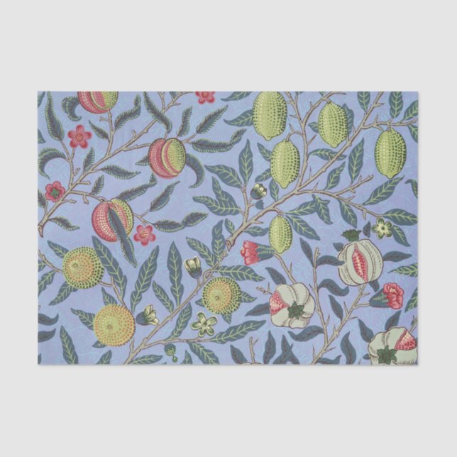 Papel De Seda Ornamento azul granado William Morris Fruit (Anverso)
