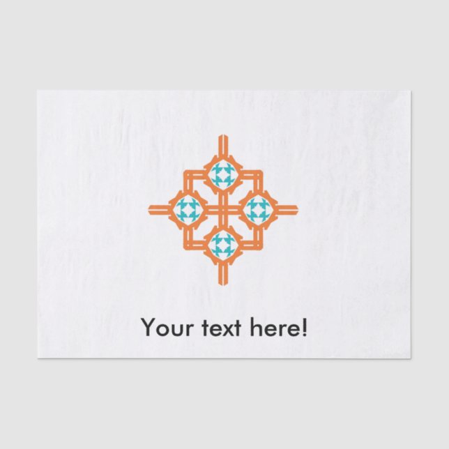 Papel De Seda ornamento azul naranja (Anverso)