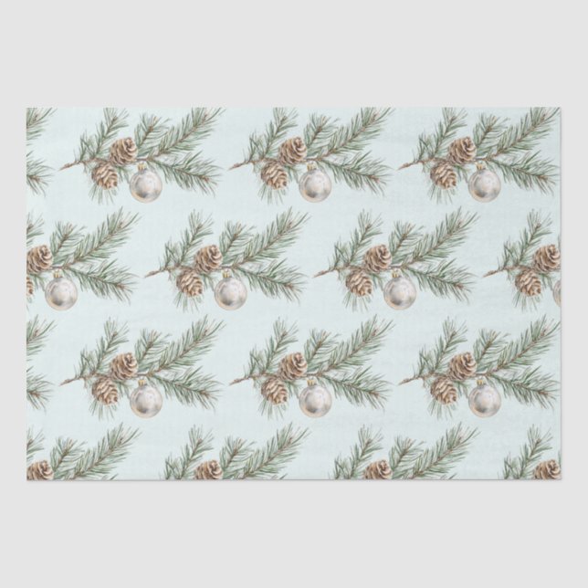 Papel De Seda Ornamento de la sucursal de la rama de los navidad (Anverso)