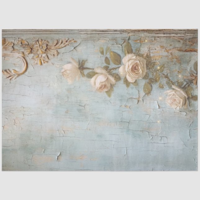 Papel De Seda Ornamento de Relieve metalizado de oro de rosas in (Anverso)