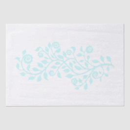Papel De Seda Ornamento floral blanco y azul claro simple