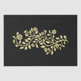 Papel De Seda Ornamento floral negro y dorado giratorio lindo si