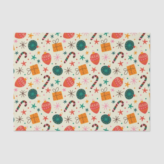 Papel De Seda Ornamento y patrón de regalo de Navidad retro (Anverso)