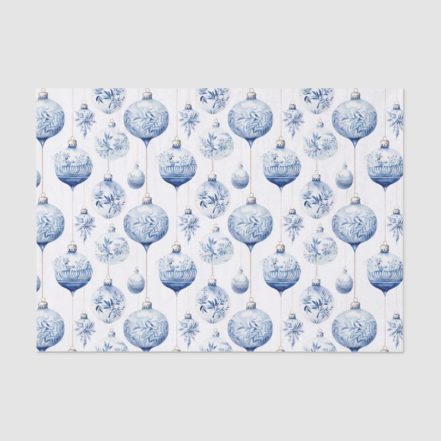 Papel De Seda Ornamentos Chinoiserie Blue & White de Navidad (Anverso)