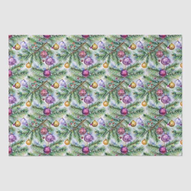 Papel De Seda Ornamentos de árbol navideño (Anverso)
