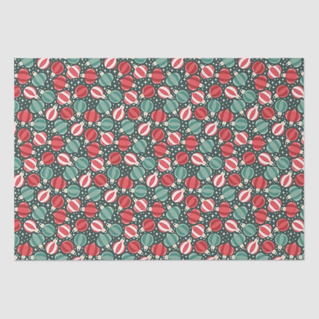 Papel De Seda Ornamentos de Navidad Baubles Verde Rojo (Anverso)