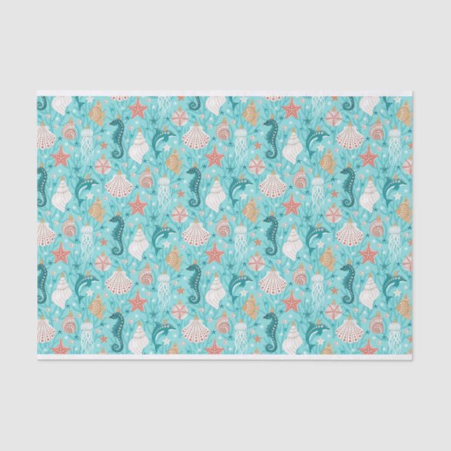 Papel De Seda Ornamentos de Navidad costera (Anverso)