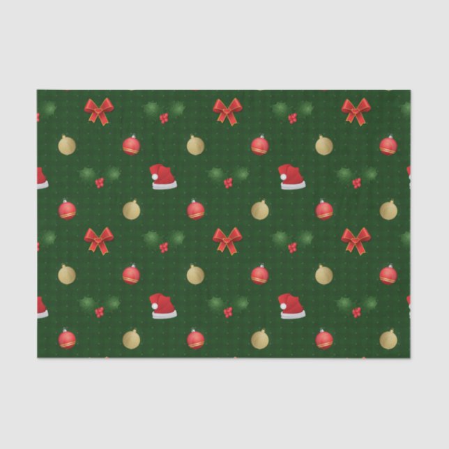 Papel De Seda Ornamentos de Navidad de Gingham (Anverso)