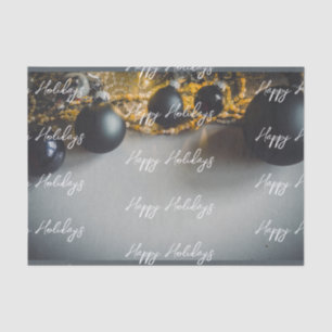 Papel De Seda Ornamentos de Navidad Gris Negro con tierras de cu