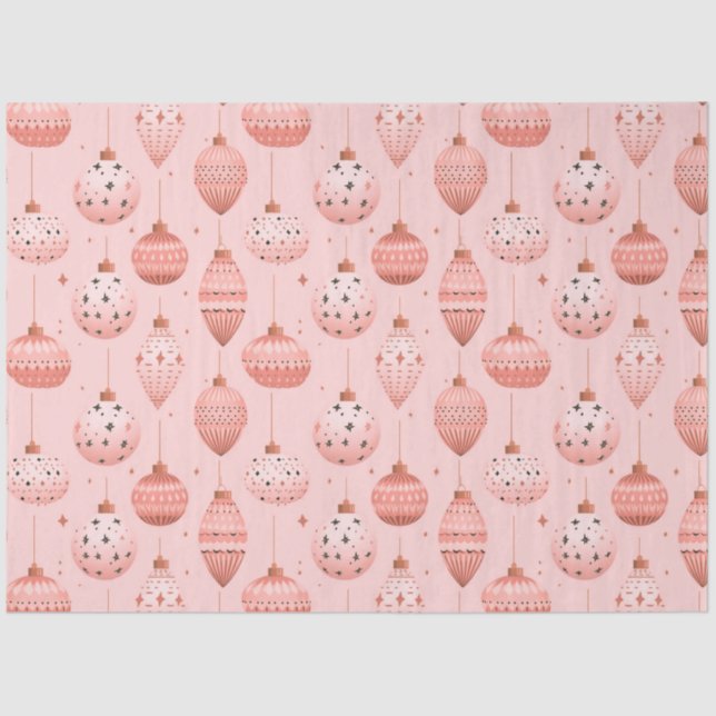 Papel De Seda Ornamentos de Navidad rosa y Navidades de estrella (Anverso)