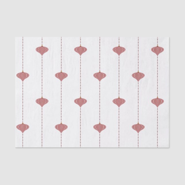 Papel De Seda Ornamentos de rayas blancas rojas de festividad na (Anverso)