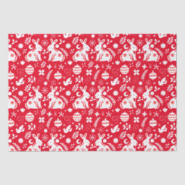 Papel De Seda Ornamentos de vacaciones de conejo de arte folclór