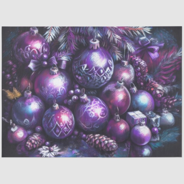 Papel De Seda Ornamentos en tonos morados (Anverso)