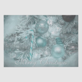 Papel De Seda Ornamentos Feliz Navidad Verde azulado Árbol de Na