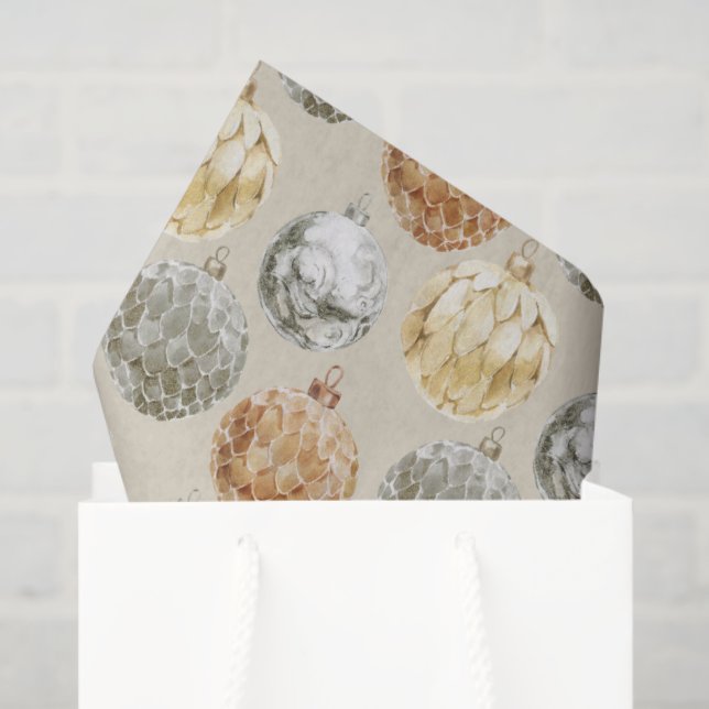 Papel De Seda Ornamentos metálicos mixtos en beige neutro (Bolsa de regalo)