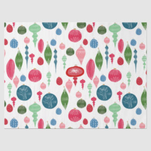 Papel De Seda Ornamentos navideños añejos en blanco