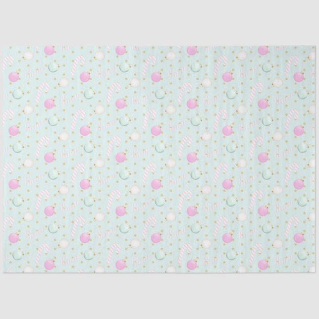 Papel De Seda Ornamentos navideños Candy Canes Navidades verdes (Anverso)