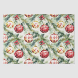 Papel De Seda Ornamentos navideños de época roja festiva