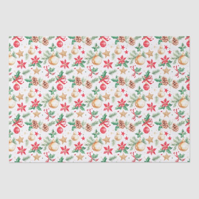 Papel De Seda Ornamentos navideños festivos (Anverso)
