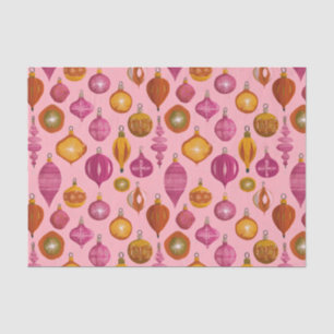Papel De Seda Ornamentos retro en Navidades rosados