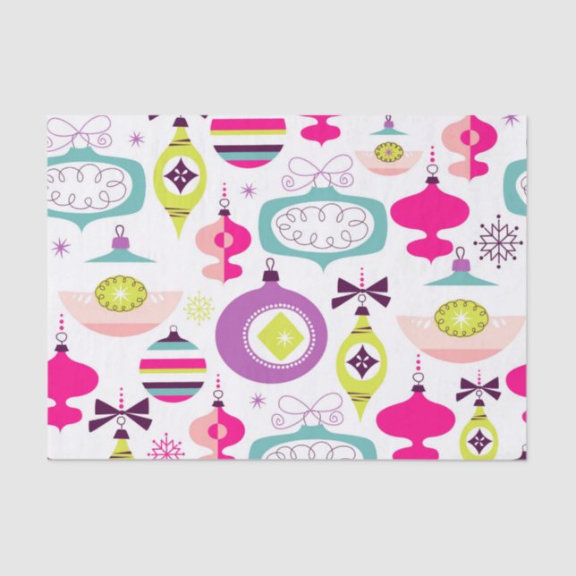 Papel De Seda Ornamentos retros brillantes del navidad (Anverso)