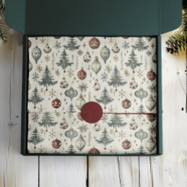 Papel De Seda Ornamentos vintage de Navidad en crema