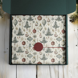 Papel De Seda Ornamentos vintage de Navidad en crema