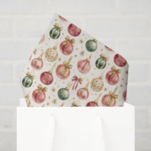 Papel De Seda Ornamentos Vintage Pink Green Red Holiday Navidad