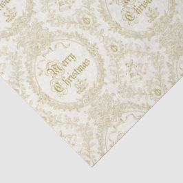 Papel De Seda Ornate Classic Vintage Merry Christmas Gold Toile