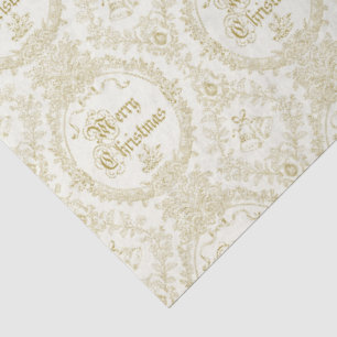 Papel De Seda Ornate Classic Vintage Merry Christmas Gold Toile